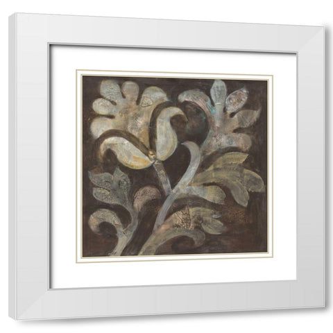 Fresco Floral II White Modern Wood Framed Art Print with Double Matting by Hristova, Albena