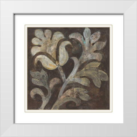 Fresco Floral II White Modern Wood Framed Art Print with Double Matting by Hristova, Albena