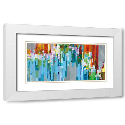 Rainbow of Stripes Crop White Modern Wood Framed Art Print with Double Matting by Nai, Danhui