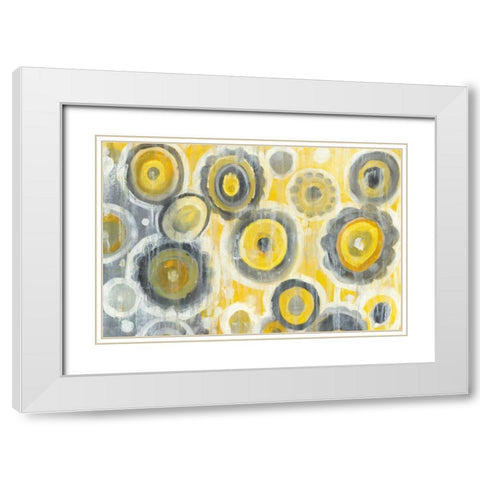 Abstract Circles Crop White Modern Wood Framed Art Print with Double Matting by Nai, Danhui