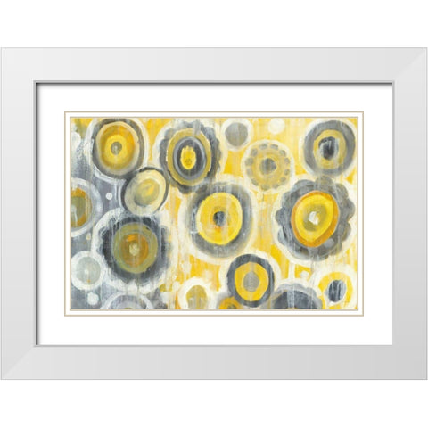 Abstract Circles Crop White Modern Wood Framed Art Print with Double Matting by Nai, Danhui