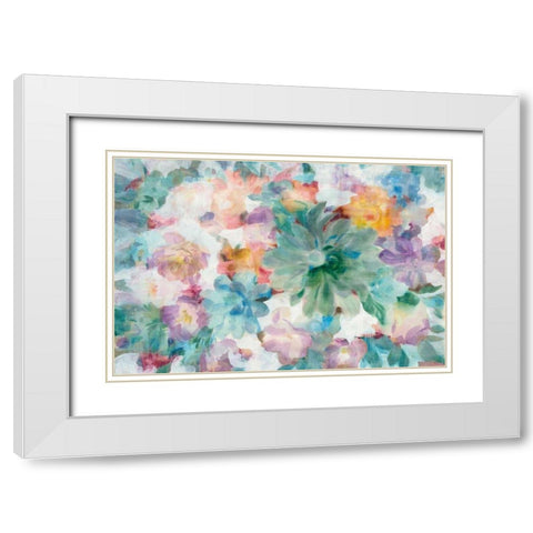 Succulent Florals Crop White Modern Wood Framed Art Print with Double Matting by Nai, Danhui