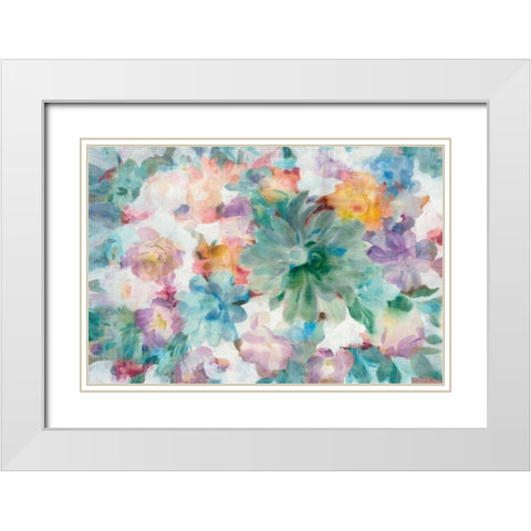 Succulent Florals Crop White Modern Wood Framed Art Print with Double Matting by Nai, Danhui
