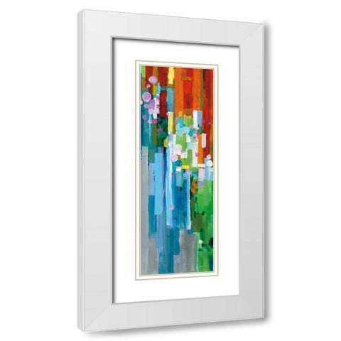 Rainbow of Stripes III White Modern Wood Framed Art Print with Double Matting by Nai, Danhui