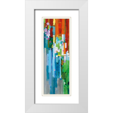 Rainbow of Stripes III White Modern Wood Framed Art Print with Double Matting by Nai, Danhui