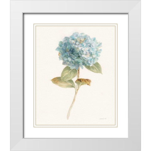 Garden Hydrangea White Modern Wood Framed Art Print with Double Matting by Nai, Danhui