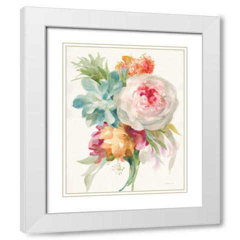 Garden Bouquet I Crop White Modern Wood Framed Art Print with Double Matting by Nai, Danhui