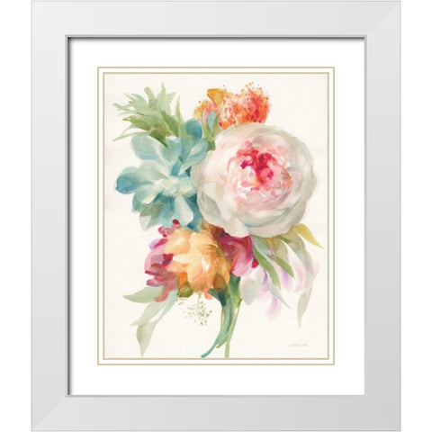 Garden Bouquet I Crop White Modern Wood Framed Art Print with Double Matting by Nai, Danhui