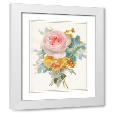 Garden Bouquet II Crop White Modern Wood Framed Art Print with Double Matting by Nai, Danhui