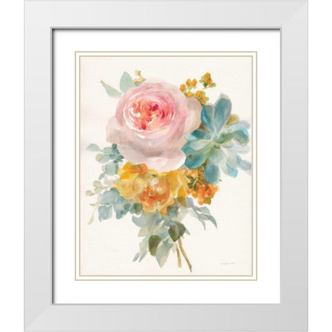 Garden Bouquet II Crop White Modern Wood Framed Art Print with Double Matting by Nai, Danhui