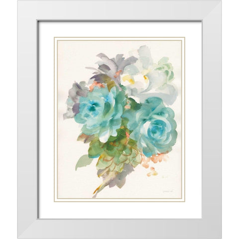 Garden Bouquet III Crop White Modern Wood Framed Art Print with Double Matting by Nai, Danhui