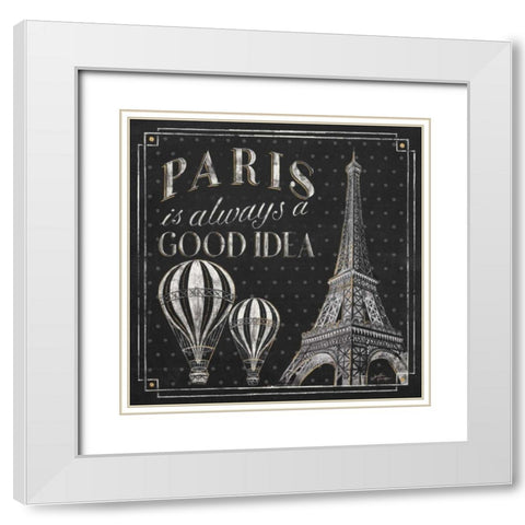 Vive Paris V White Modern Wood Framed Art Print with Double Matting by Penner, Janelle