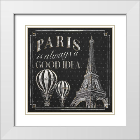 Vive Paris V White Modern Wood Framed Art Print with Double Matting by Penner, Janelle