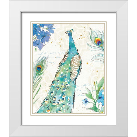 Peacock Garden I White Modern Wood Framed Art Print with Double Matting by Tavoletti, Anne