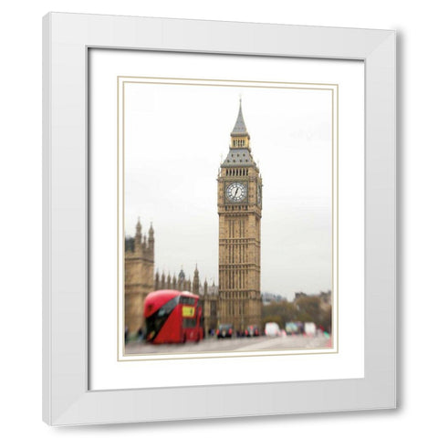 Big Ben Bus White Modern Wood Framed Art Print with Double Matting by Bevan, Keri
