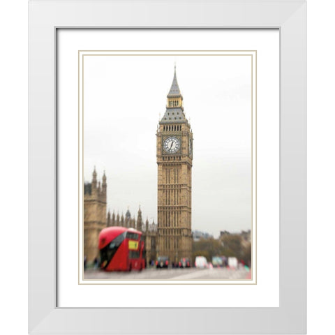 Big Ben Bus White Modern Wood Framed Art Print with Double Matting by Bevan, Keri