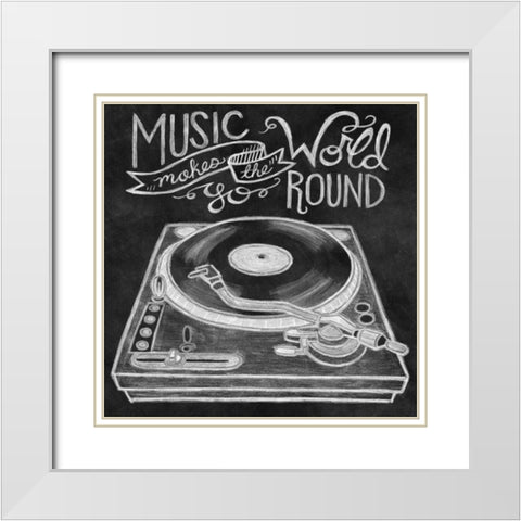 Retro Record Player Chalk White Modern Wood Framed Art Print with Double Matting by Urban, Mary