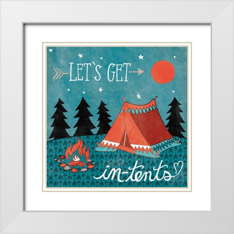 Adventure Love Tent White Modern Wood Framed Art Print with Double Matting by Urban, Mary