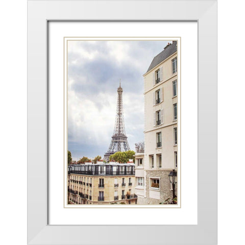 Eiffel View I White Modern Wood Framed Art Print with Double Matting by Marshall, Laura