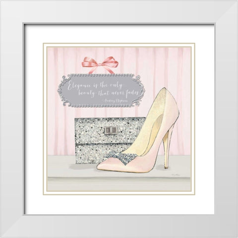 Elegance is the Only Beauty that Never Fades White Modern Wood Framed Art Print with Double Matting by Adams, Emily