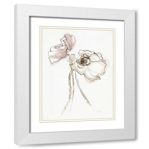 Three Somniferums Poppies Neutral II White Modern Wood Framed Art Print with Double Matting by Novak, Shirley