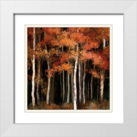 October Woods White Modern Wood Framed Art Print with Double Matting by Purinton, Julia