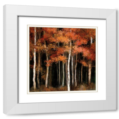 October Woods White Modern Wood Framed Art Print with Double Matting by Purinton, Julia