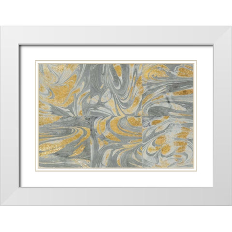 Marbled Abstract Neutral White Modern Wood Framed Art Print with Double Matting by Wild Apple Portfolio