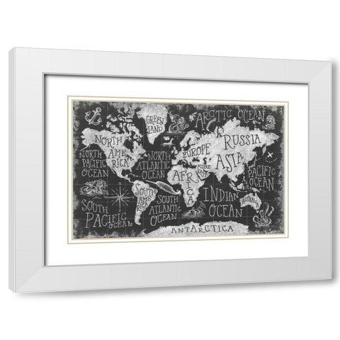 Mythical Map I White Modern Wood Framed Art Print with Double Matting by Urban, Mary