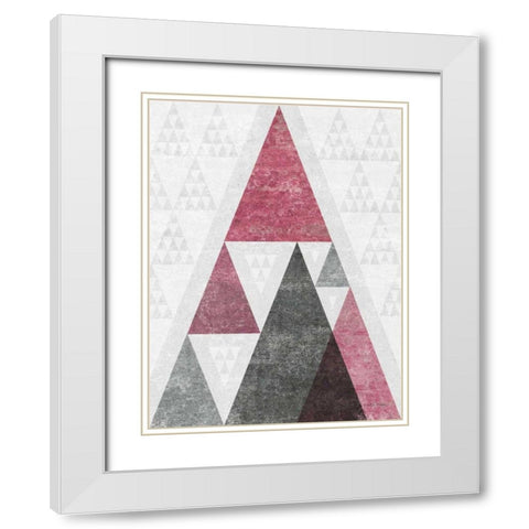 Mod Triangles III Soft Pink White Modern Wood Framed Art Print with Double Matting by Mullan, Michael