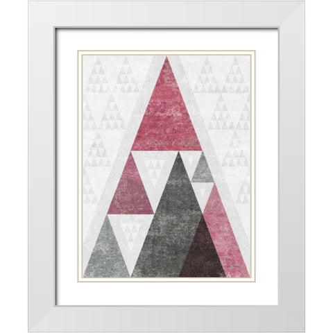 Mod Triangles III Soft Pink White Modern Wood Framed Art Print with Double Matting by Mullan, Michael