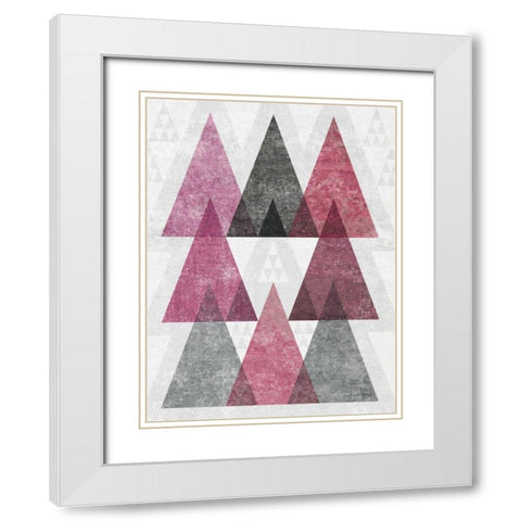 Mod Triangles IV Soft Pink White Modern Wood Framed Art Print with Double Matting by Mullan, Michael
