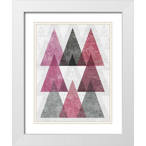 Mod Triangles IV Soft Pink White Modern Wood Framed Art Print with Double Matting by Mullan, Michael