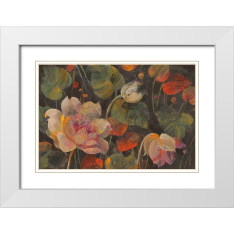 Night Garden v2 White Modern Wood Framed Art Print with Double Matting by Hristova, Albena