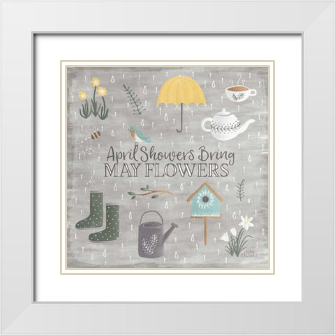 Smitten With Spring II White Modern Wood Framed Art Print with Double Matting by Marshall, Laura
