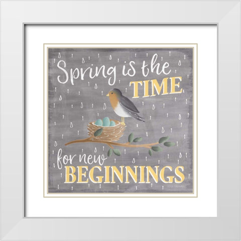Smitten With Spring V White Modern Wood Framed Art Print with Double Matting by Marshall, Laura
