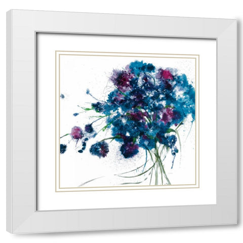 Blue Bouquet Crop White Modern Wood Framed Art Print with Double Matting by Griggs, Jan