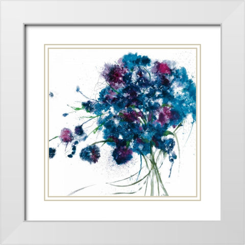 Blue Bouquet Crop White Modern Wood Framed Art Print with Double Matting by Griggs, Jan