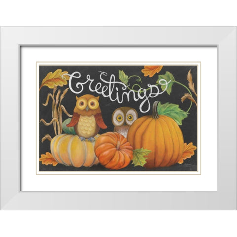 Harvest Owl I White Modern Wood Framed Art Print with Double Matting by Urban, Mary
