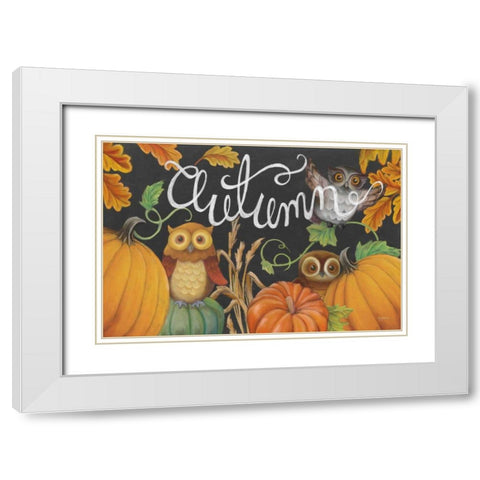 Harvest Owl II White Modern Wood Framed Art Print with Double Matting by Urban, Mary