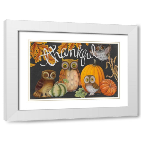 Harvest Owl III White Modern Wood Framed Art Print with Double Matting by Urban, Mary