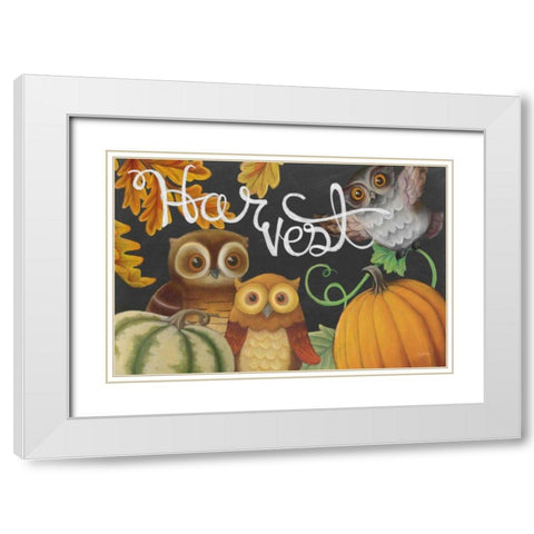Harvest Owl IV White Modern Wood Framed Art Print with Double Matting by Urban, Mary