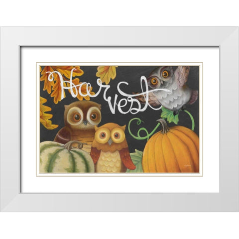 Harvest Owl IV White Modern Wood Framed Art Print with Double Matting by Urban, Mary