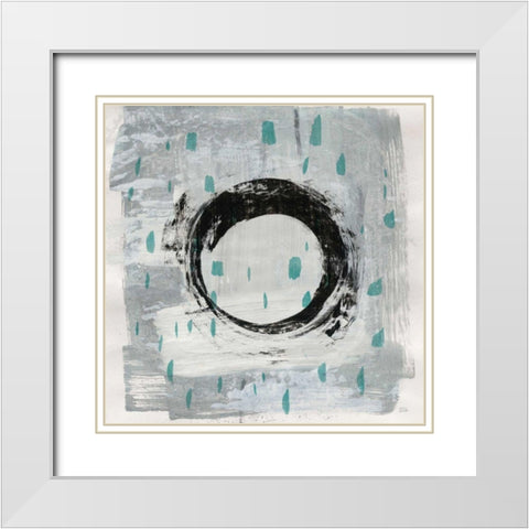 Zen Circle I Crop with Teal White Modern Wood Framed Art Print with Double Matting by Averinos, Melissa