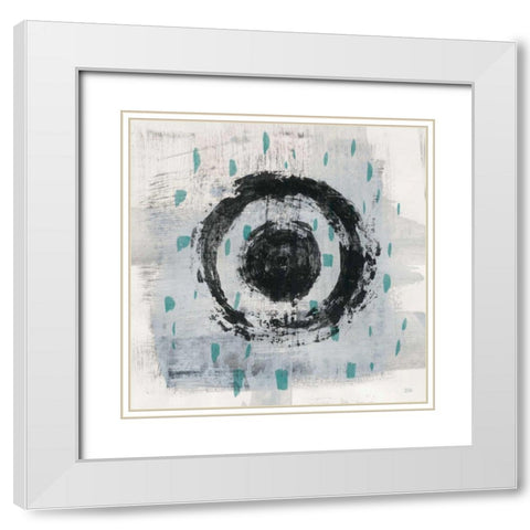 Zen Circle II Crop with Teal White Modern Wood Framed Art Print with Double Matting by Averinos, Melissa