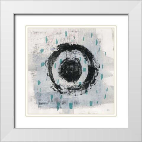 Zen Circle II Crop with Teal White Modern Wood Framed Art Print with Double Matting by Averinos, Melissa