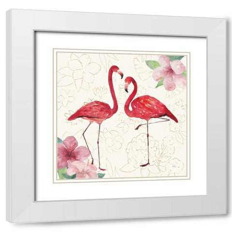 Tropical Fun Bird IV with Gold White Modern Wood Framed Art Print with Double Matting by Sussman, Harriet