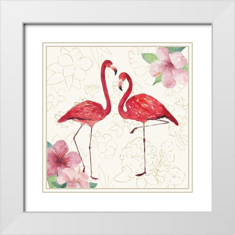 Tropical Fun Bird IV with Gold White Modern Wood Framed Art Print with Double Matting by Sussman, Harriet