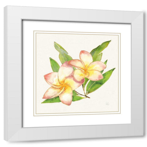 Tropical Fun Flowers I with Gold White Modern Wood Framed Art Print with Double Matting by Sussman, Harriet