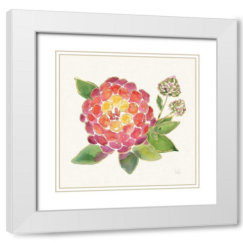 Tropical Fun Flowers II with Gold White Modern Wood Framed Art Print with Double Matting by Sussman, Harriet